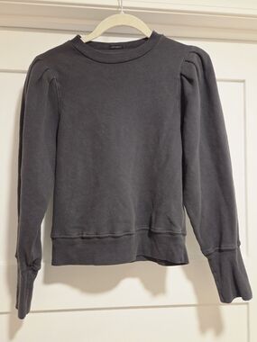 MOTHER The Curveball Puff Sleeve Sweatshirt Color Faded Black Size XS